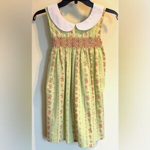 Boutique Smocked Dress Girls Sz 6 Mint Green Floral Heirloom Style Easter Spring